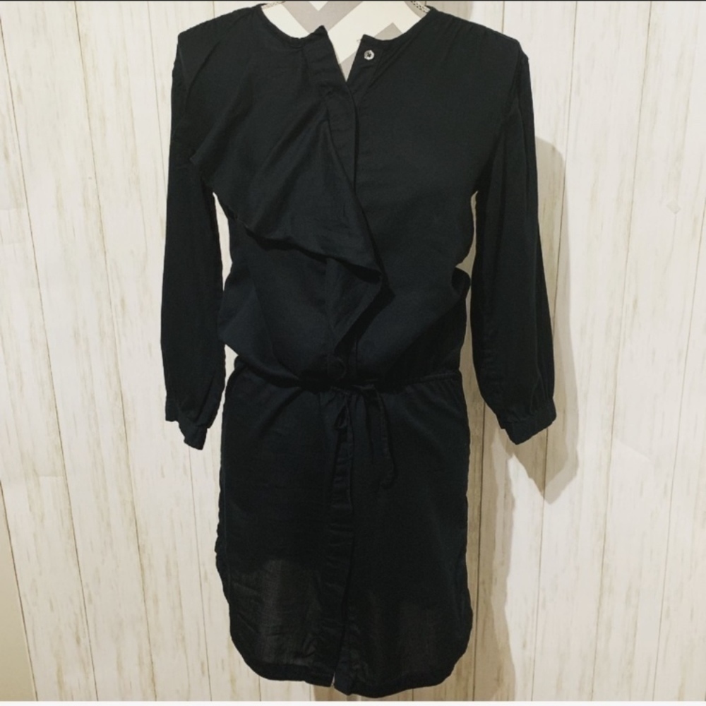 Gap Black Drawstring Ruffle Dress Size XS